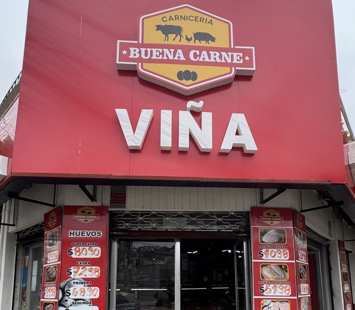 Fachada de Carnicería Buena Carne en Viña del Mar
